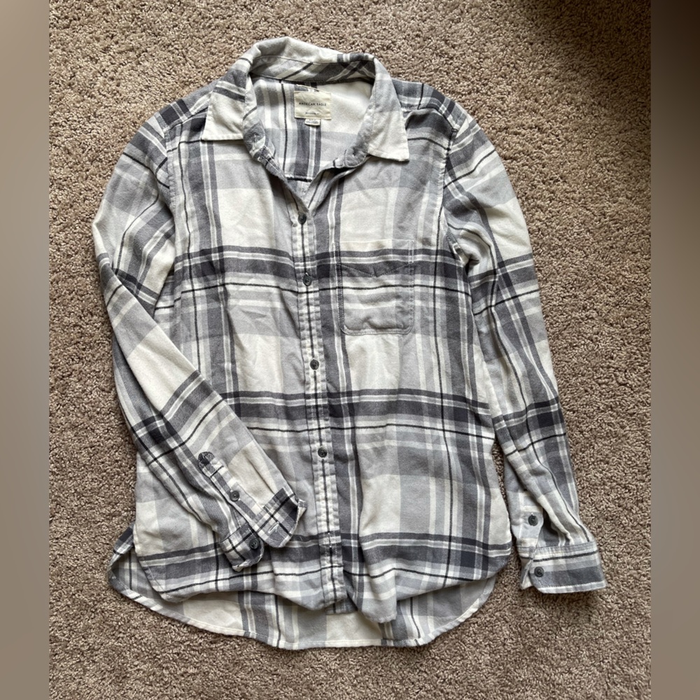 AMERICAN EAGLE FLANNEL. BLACK/GREY/WHITE. AHH-AMAZINGLY SOFT LINE.